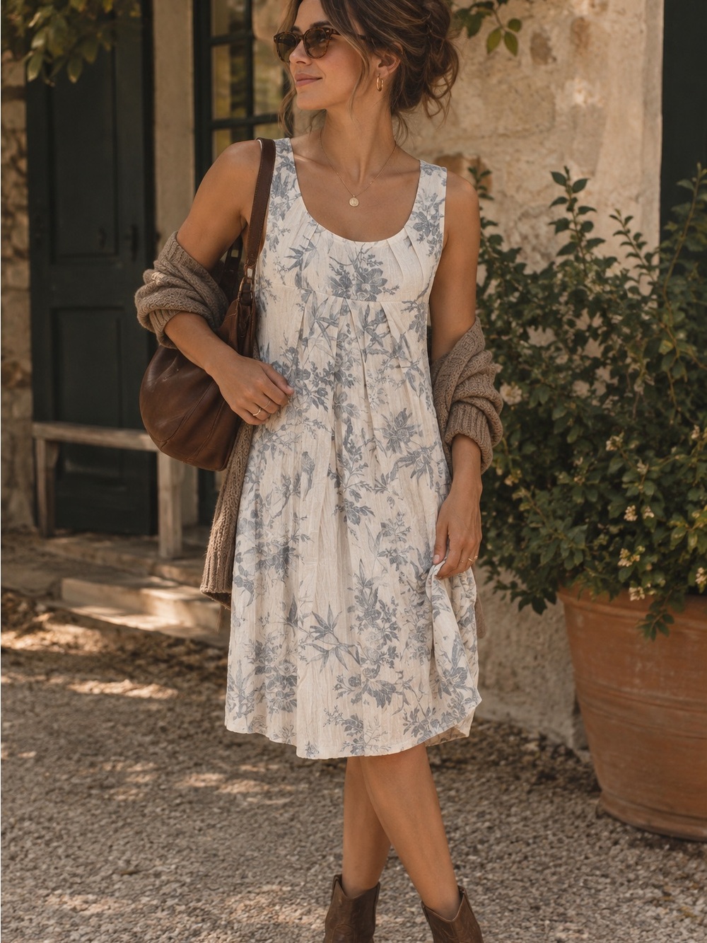 Sleeveless Floral Midi Dress InWear- perfect layering piece for fall ๐